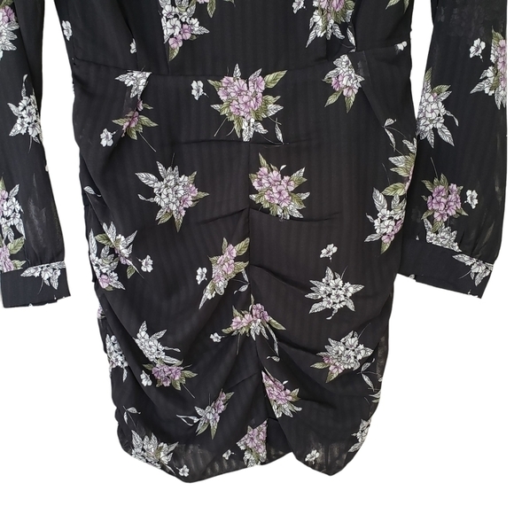 Heartloom Long Sleeve Ruffled Floral Chiffon Shutter Skirt Mini Dress - Picture 10 of 13